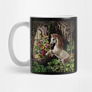 watercolor horse with garden and mixed flowers Mug